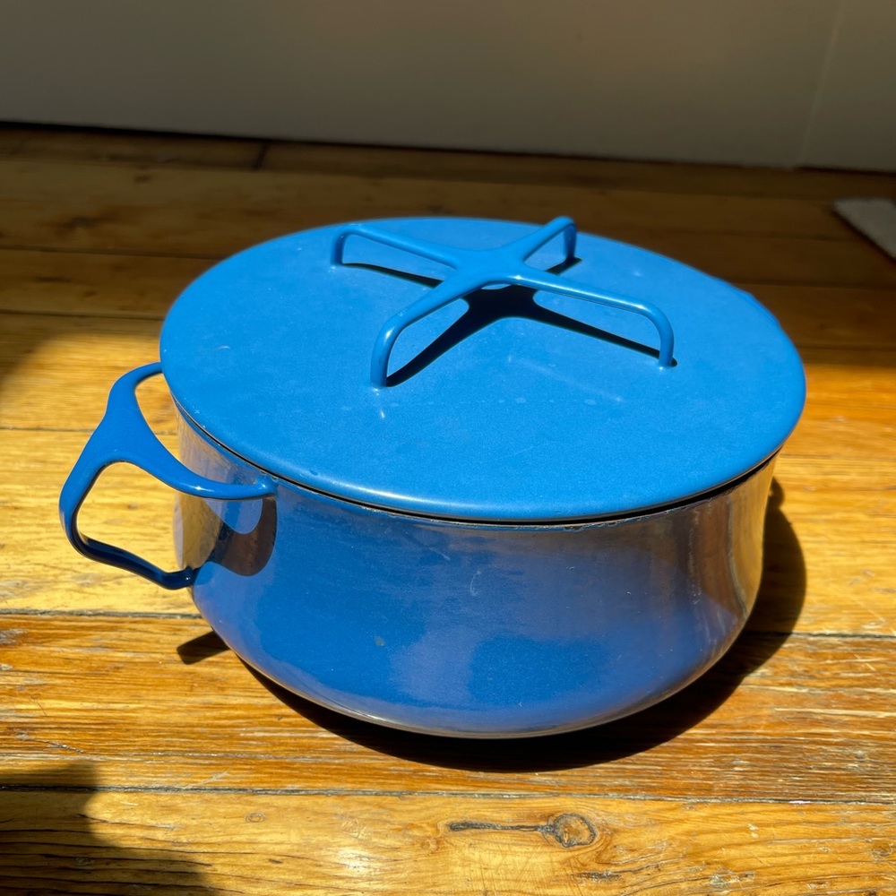 Blue vintage French Dansk enamelware